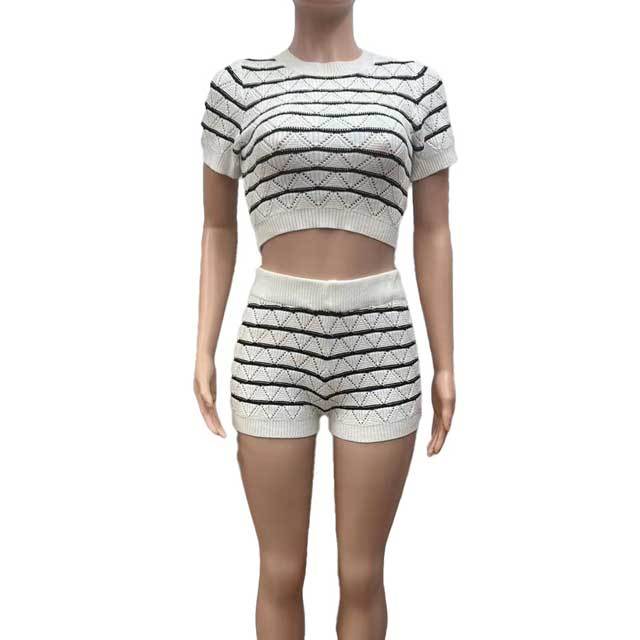 Knit Striped Short Set