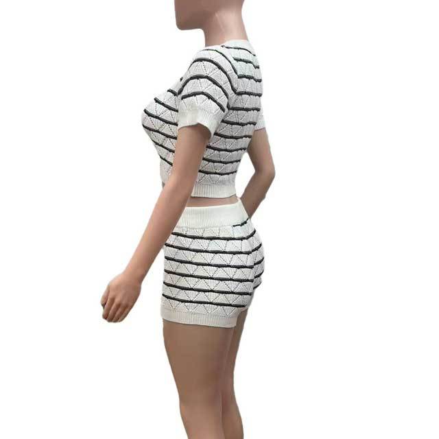 Knit Striped Short Set