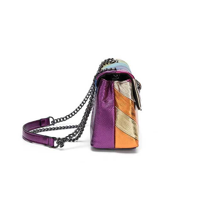 Rainbow Spliced Chain Shoulder Bag