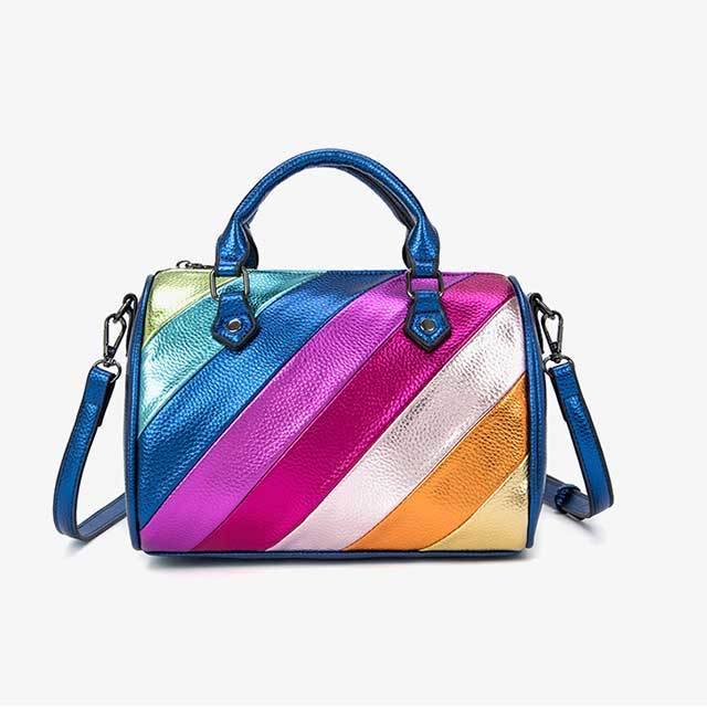 Rainbow Color Patchwork Style Crossbody Handbag