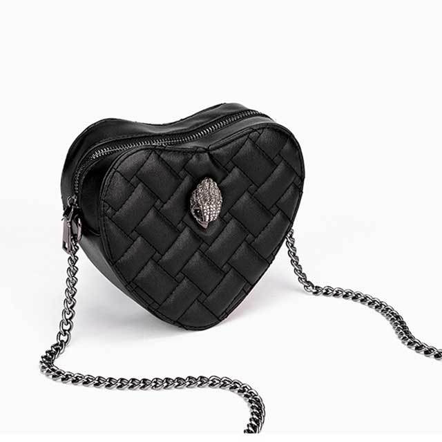 Diamond Grid Heart Chain Crossbody Bag