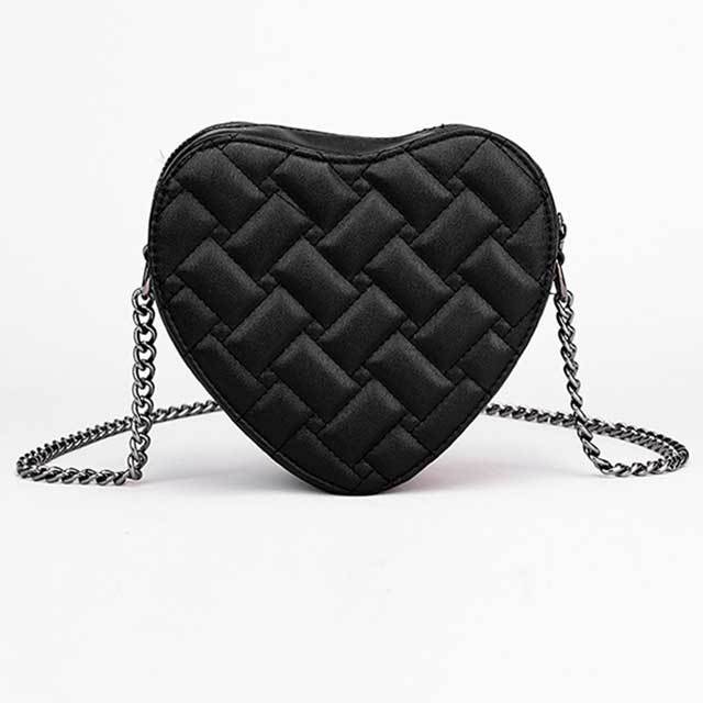 Diamond Grid Heart Chain Crossbody Bag