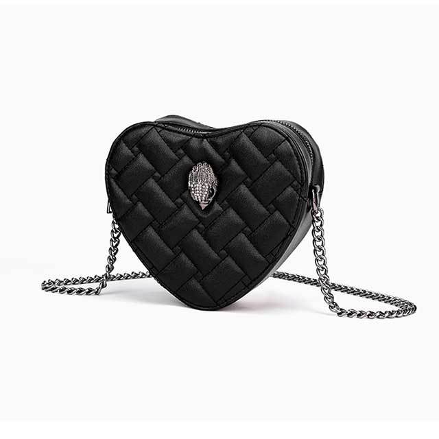 Diamond Grid Heart Chain Crossbody Bag