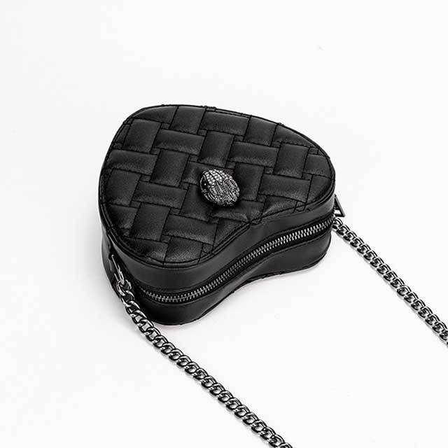 Diamond Grid Heart Chain Crossbody Bag