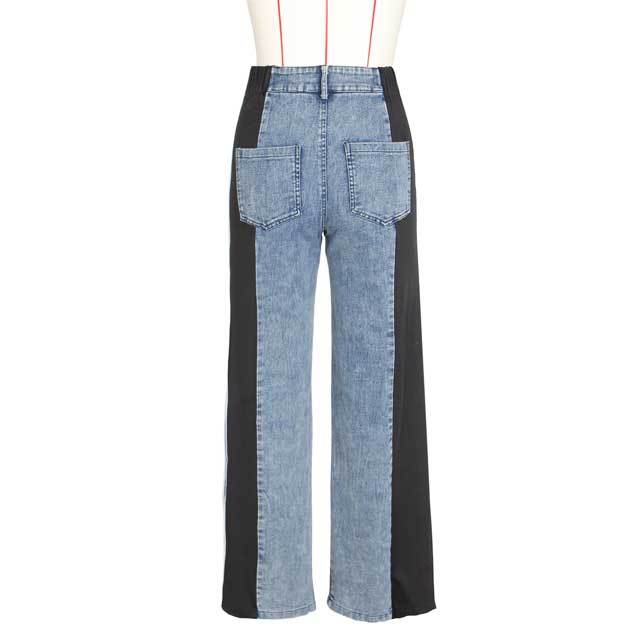 High Waist Striped Boyfriend Jeans