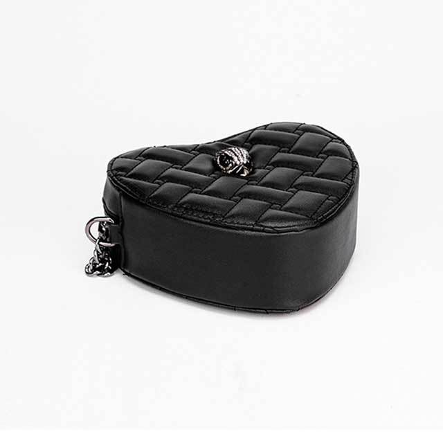 Diamond Grid Heart Chain Crossbody Bag