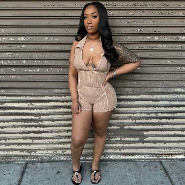 Washed Distressed Halter Romper