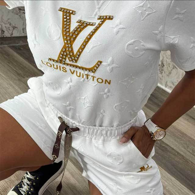 Fashion Embossing Casual Two Piece Set