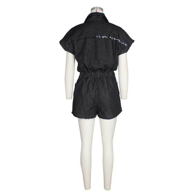 Denim Button Cargo Romper