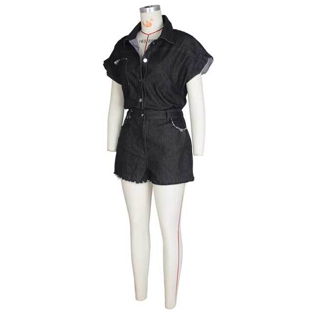 Denim Button Cargo Romper
