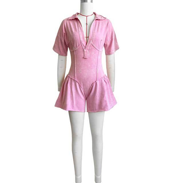 Washed Distressed Bell Romper