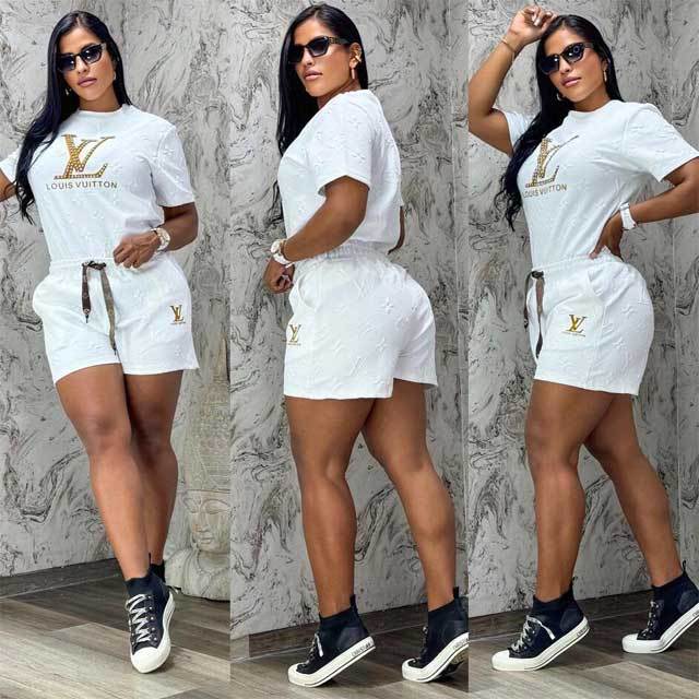 Fashion Embossing Casual Two Piece Set