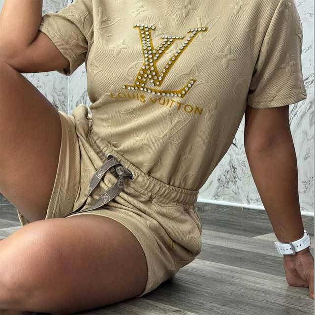 Fashion Embossing Casual Two Piece Set