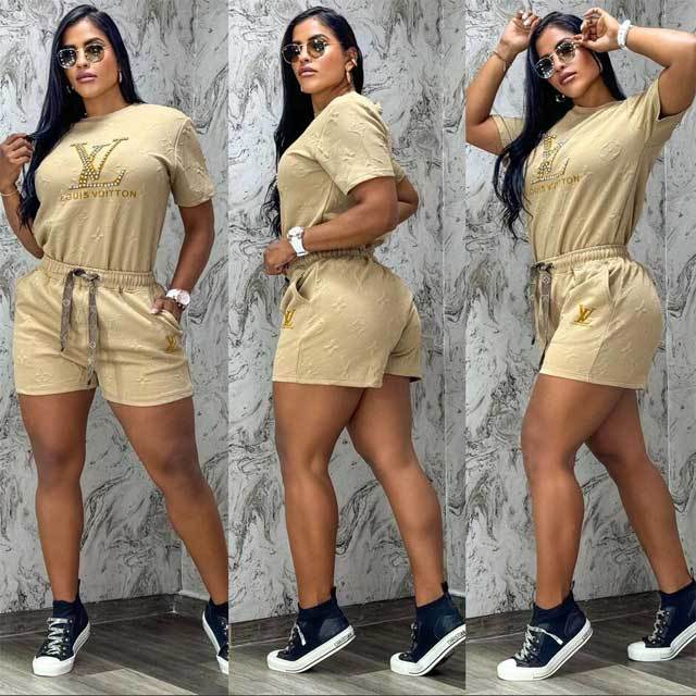 Fashion Embossing Casual Two Piece Set