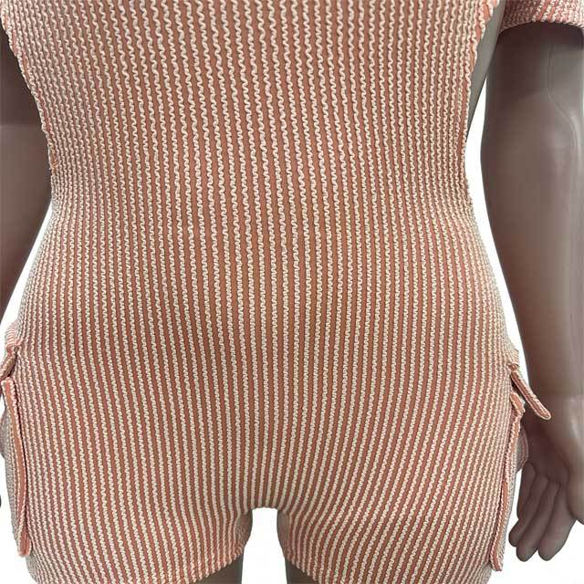 Jacquard Backless Cargo Romper