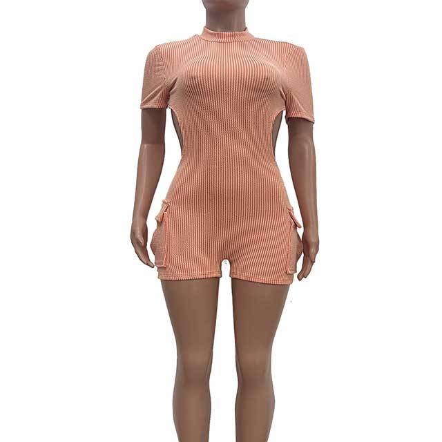 Jacquard Backless Cargo Romper