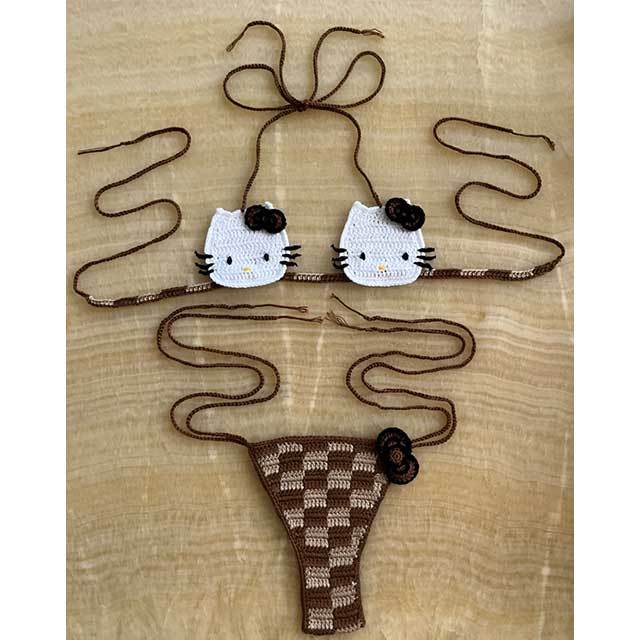 Hello-Kitty Crochet Bikinis Set
