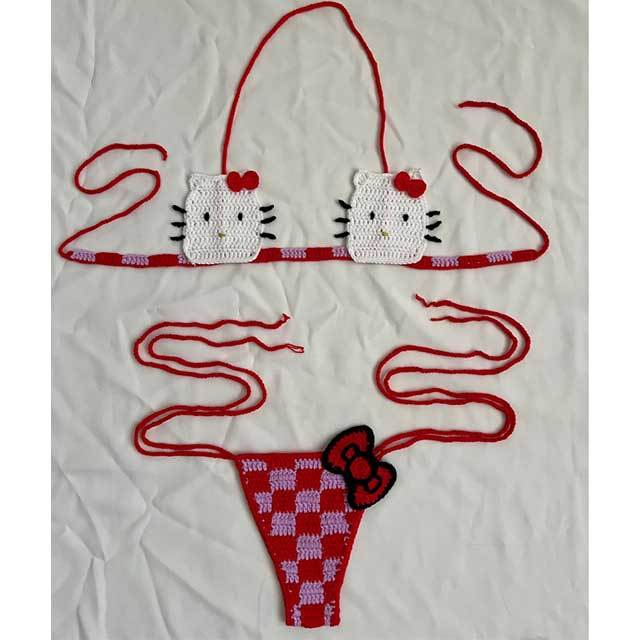 Hello-Kitty Crochet Bikinis Set