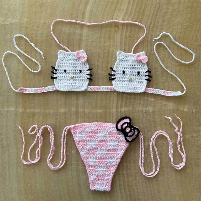 Hello-Kitty Crochet Bikinis Set