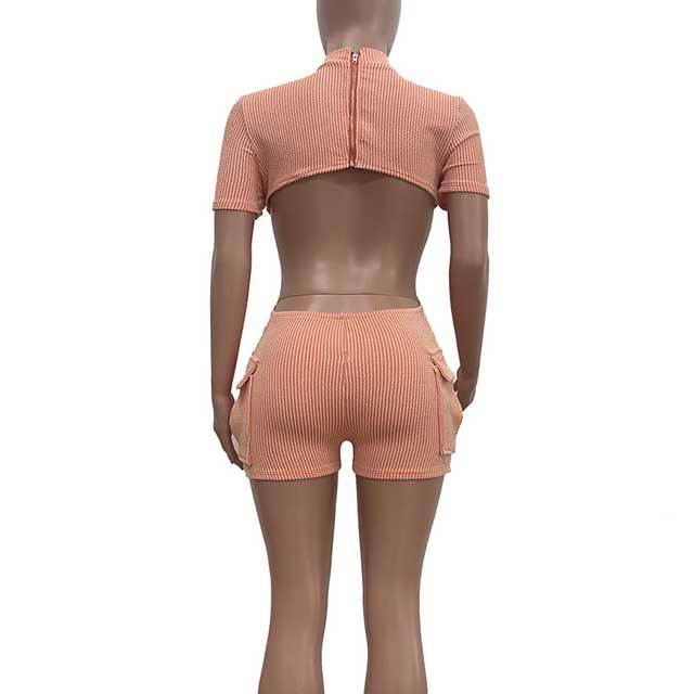 Jacquard Backless Cargo Romper