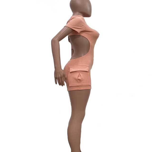 Jacquard Backless Cargo Romper