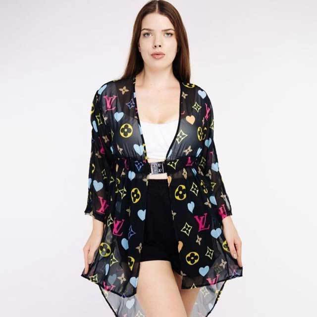 Mesh Printed Beach Cover-Up High Low Dress