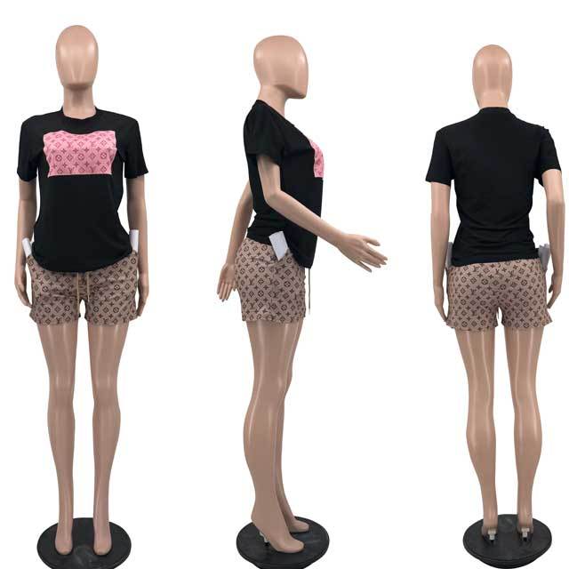 Embroidery Casual Two Piece Short Set