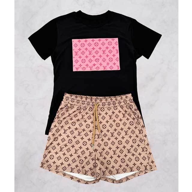 Embroidery Casual Two Piece Short Set