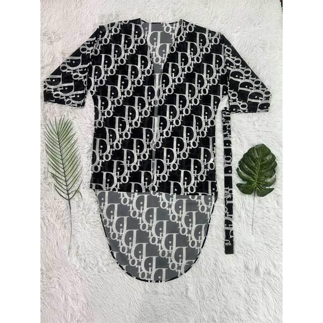 Mesh Printed Beach Cover-Up High Low Dress