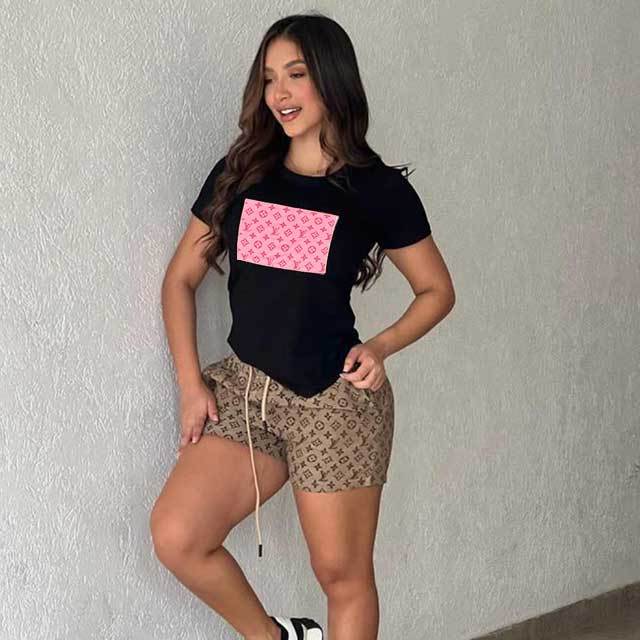 Embroidery Casual Two Piece Short Set