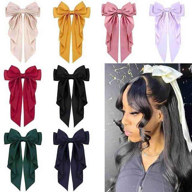 Solid Color Ribbon Bowknot Shaped Hair Clips