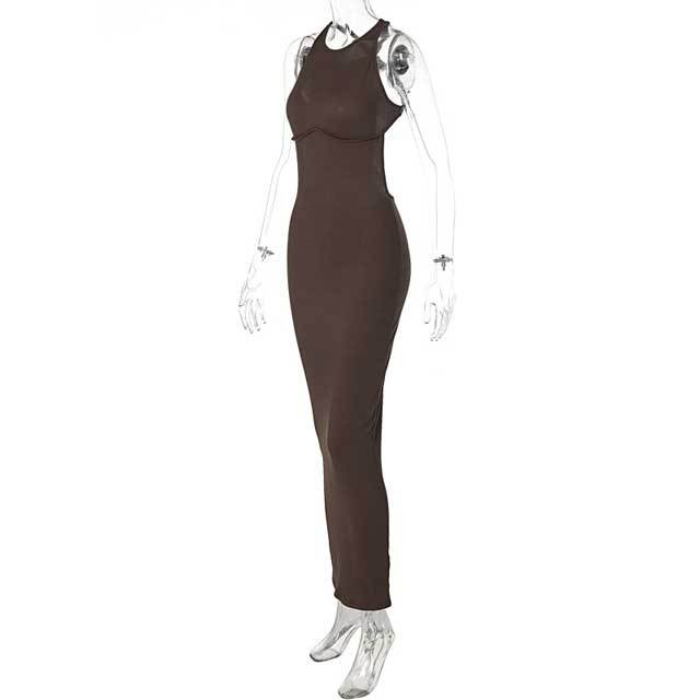 Ribbed Backless Maxi Dress