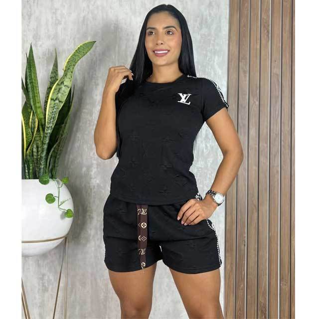 Embossing Embroidery Casual Short Set