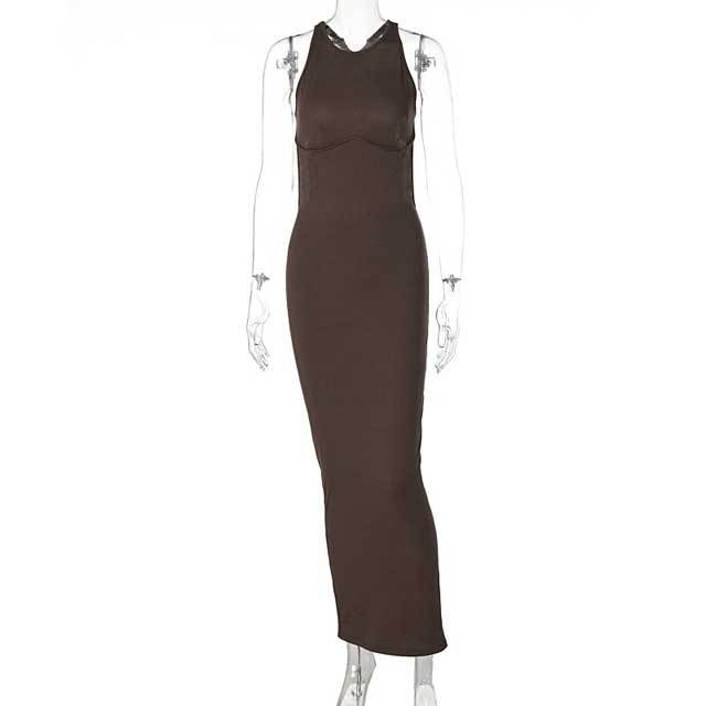 Ribbed Backless Maxi Dress