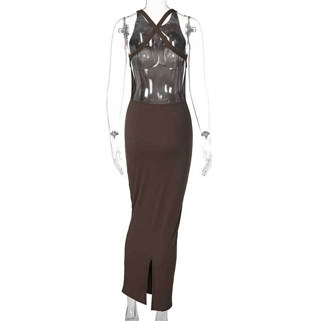 Ribbed Backless Maxi Dress
