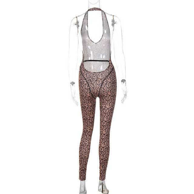 Leopard Print Backless Jumpsuit