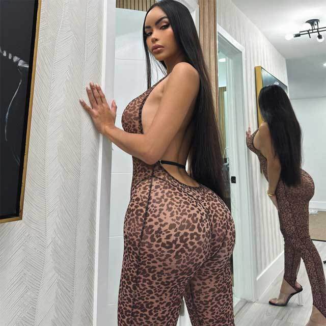 Leopard Print Backless Jumpsuit