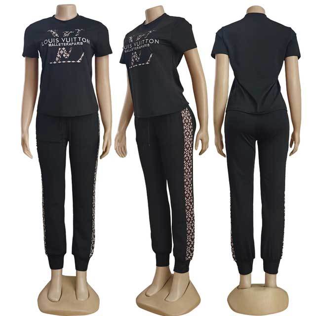 Embroidery Casual Jogging Pants Suit