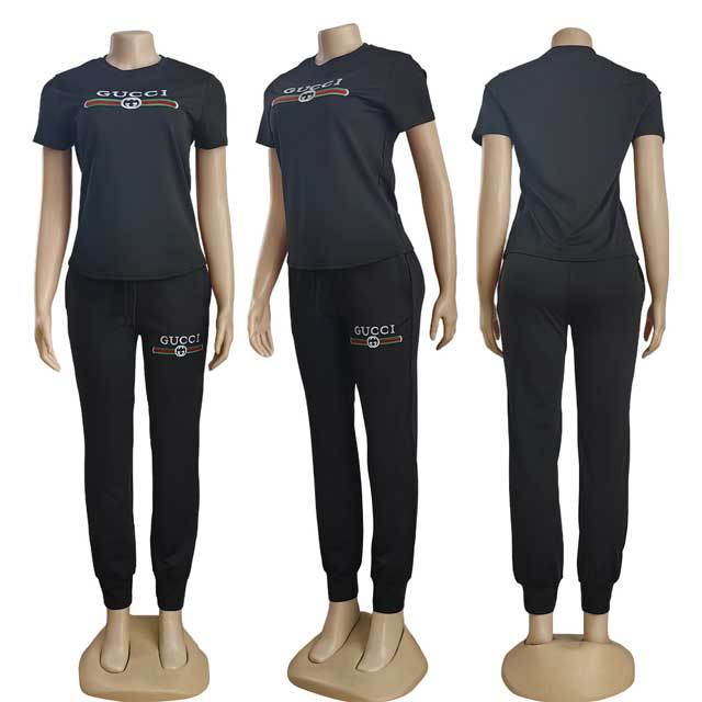 Embroidery Short Sleeve Casual Jogging Suit