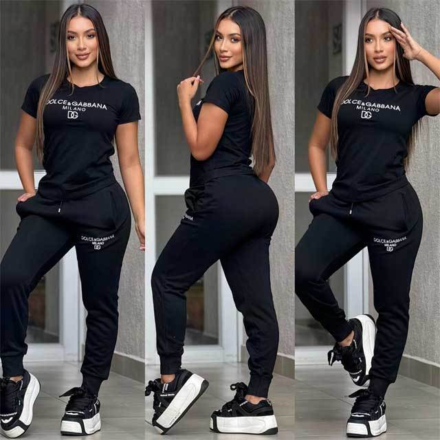 Embroidery Short Sleeve Casual Jogging Suit
