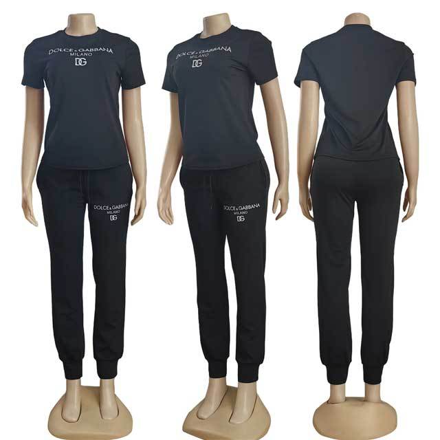 Embroidery Short Sleeve Casual Jogging Suit