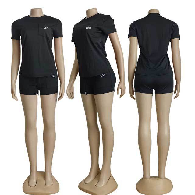 Embroidery Fitness Short Set
