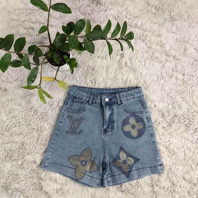 Rhinestones Fitted Denim Shorts
