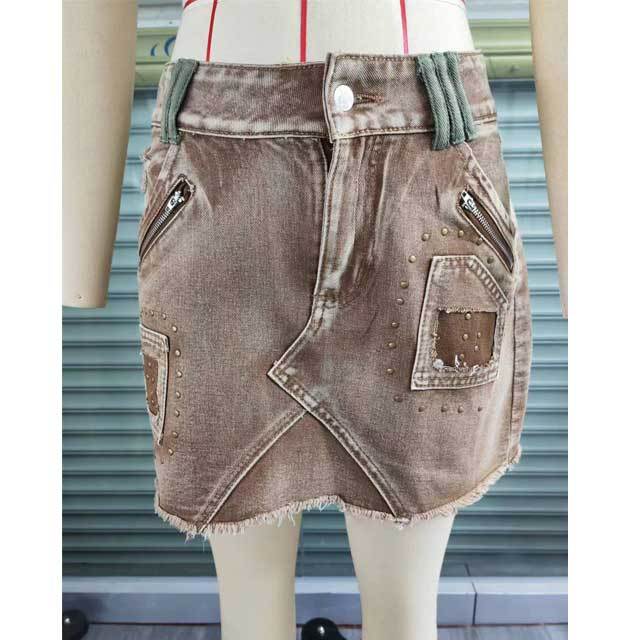 Rivets Denim Punk Skirt