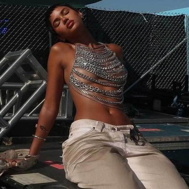 Metal Chain Halter Top