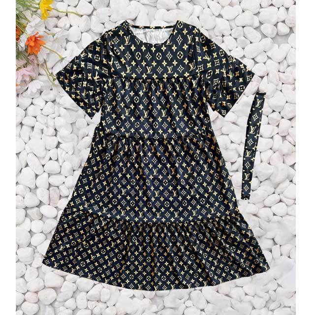Printed Casual Belted Dress