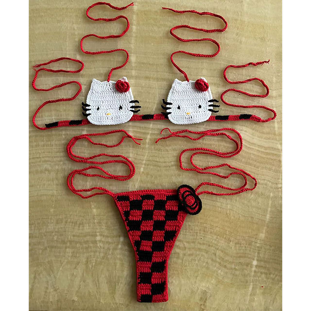 Hello-Kitty Crochet Bikinis Set