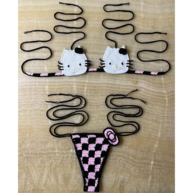 Hello-Kitty Crochet Bikinis Set