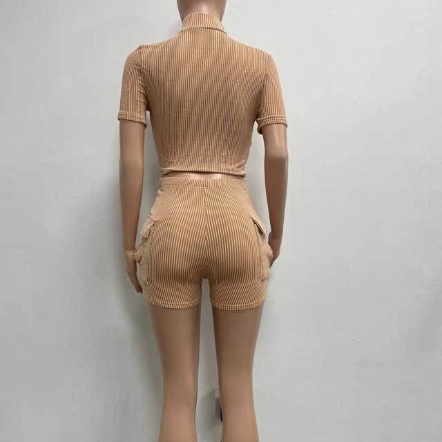 Zipper Top Cargo Short Set