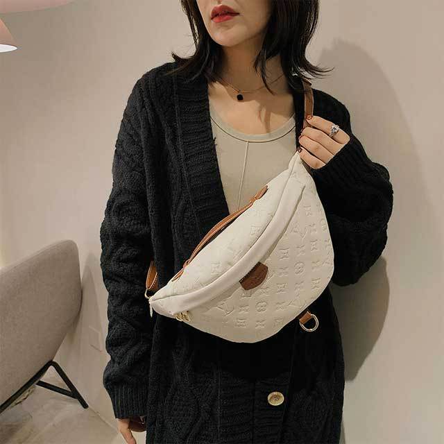 Fashion Letter Embossing Leather Fanny Pack